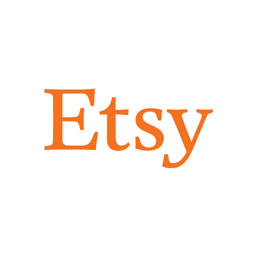 Logo con la palabra "Etsy" en texto naranja sobre un fondo negro.