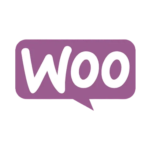 Globo de diálogo morado con la palabra 'WOO' en una tipografía blanca y desenfadada.
