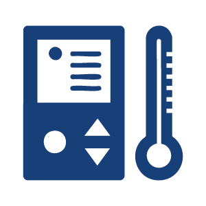 Un termómetro digital y una regla utilizados para medir la temperatura.