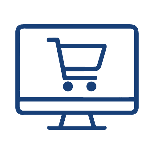 Icono de carrito de compras en línea en un monitor de computadora