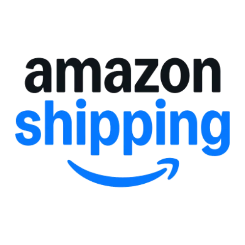 Logotipo de Amazon Shipping con la palabra 'Amazon' en negro y 'shipping' en azul, con la sonrisa de flecha azul debajo.