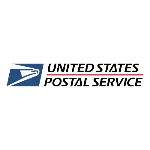 Logo del United States Postal Service con un águila estilizada y texto negro en negrita.