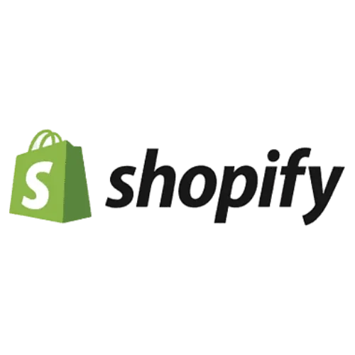Logo de Shopify con una bolsa de compras verde que contiene una 'S' blanca y la palabra 'Shopify' al lado